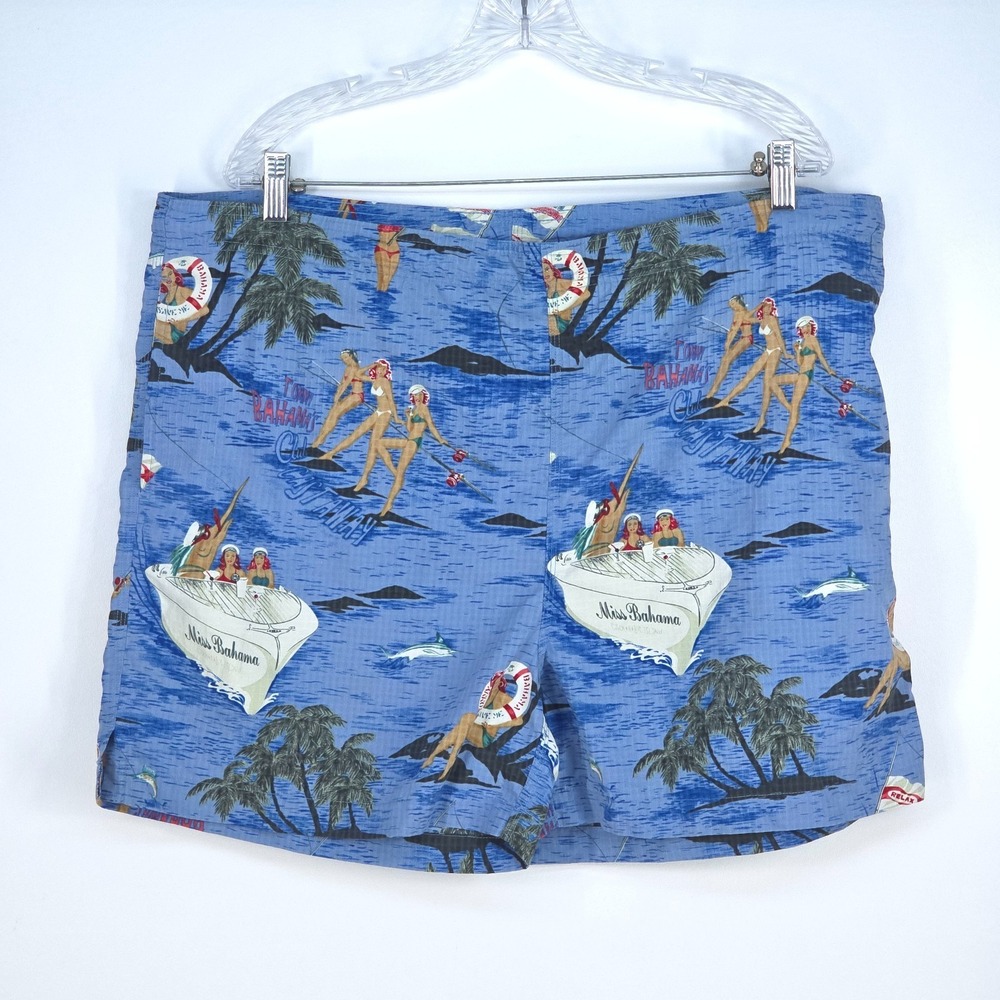 VTG 90s Tommy Bahama Swim Shorts Trunks Medium Paradise Nation Lined Tropical
